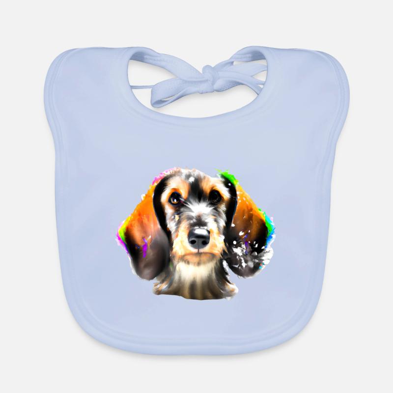 Colourful dachshund Organic Baby Bibs