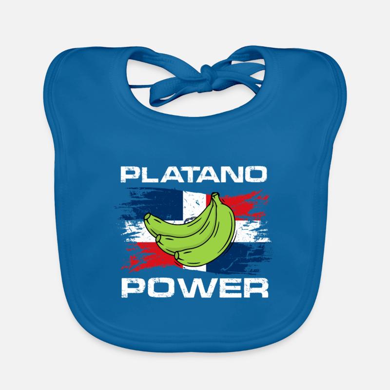platano power conception du drapeau de la République dominicaine - Bavoir bio Bébé - bleu paon