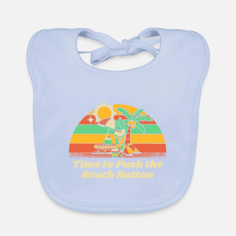 Time to Push the Beach Button Summer Vacation Baby Bio-Lätzchen