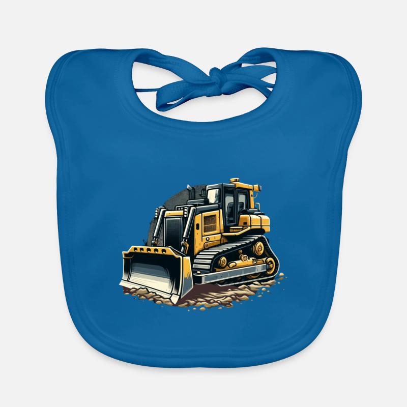 Bulldozer cool construction vehicles on the construction site Organic Baby Bibs