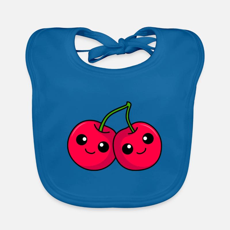 Kirsche Comic - Baby Bio-Lätzchen - Pfauenblau
