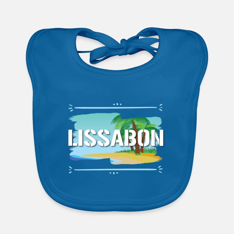 Lisbonne - Bavoir bio Bébé - bleu paon