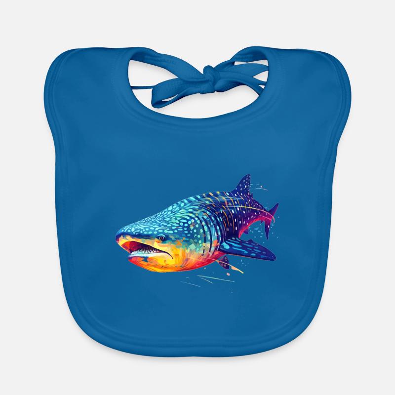 Requin-baleine - Bavoir bio Bébé - bleu paon