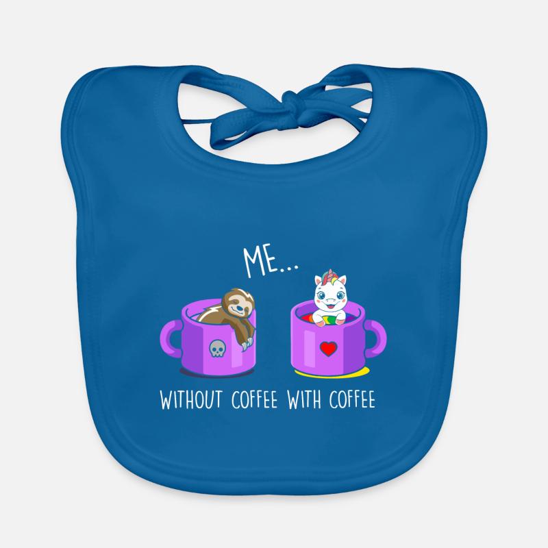 Ich ohne Kaffee Ich mit Kaffee Faultier Einhorn Baby Bio-Lätzchen