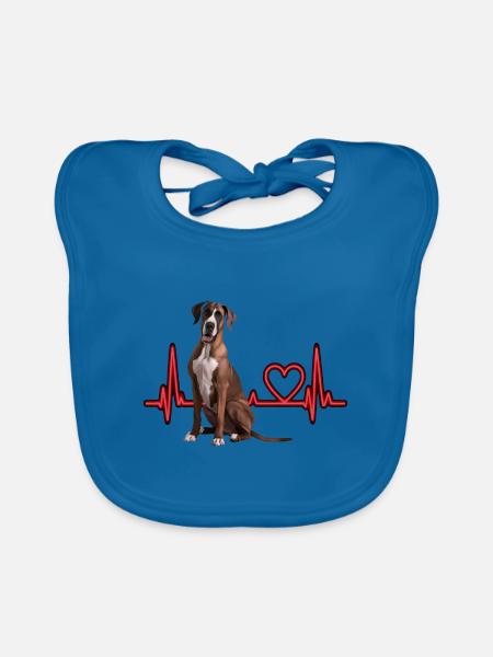 Herzschlag-Geschenk für Hunde - Baby Bio-Lätzchen - Pfauenblau