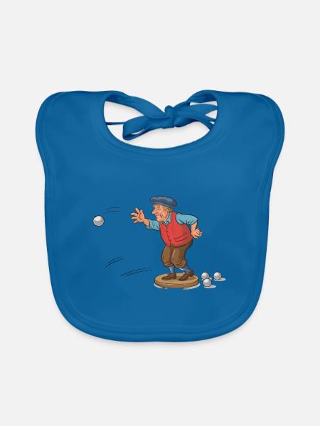 Franzose spielt Petanque für einen Petanque - Baby Bio-Lätzchen - Pfauenblau - Vorne