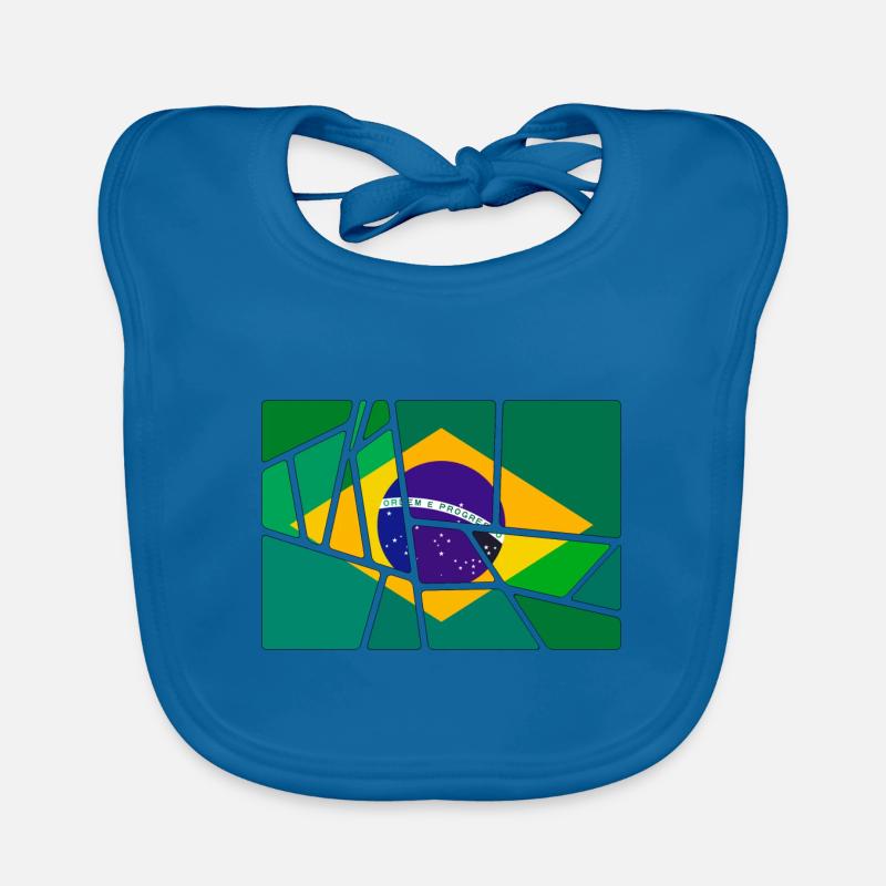 Brésil - Bavoir bio Bébé - bleu paon