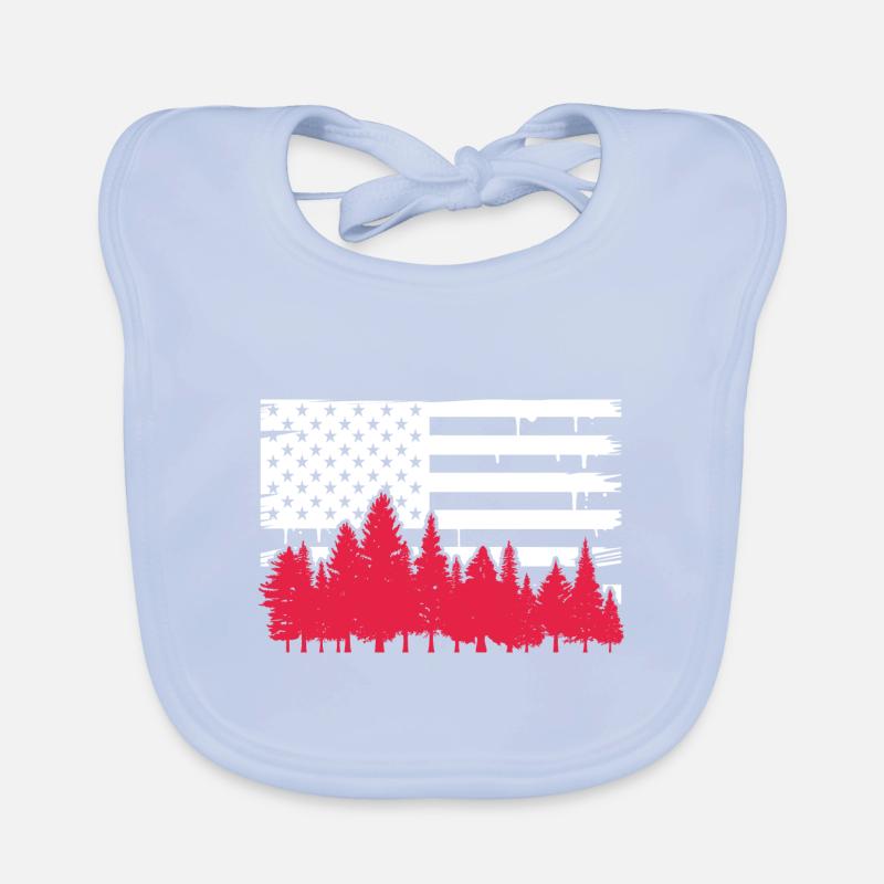 Drapeau des États-Unis Conception de forêts fauniques Bavoir bio Bébé