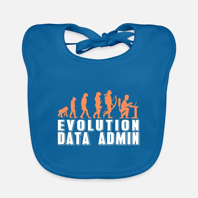 Retro Funny Evolution Of A DATA Admin T-Shirt - Baby Bio-Lätzchen - Pfauenblau