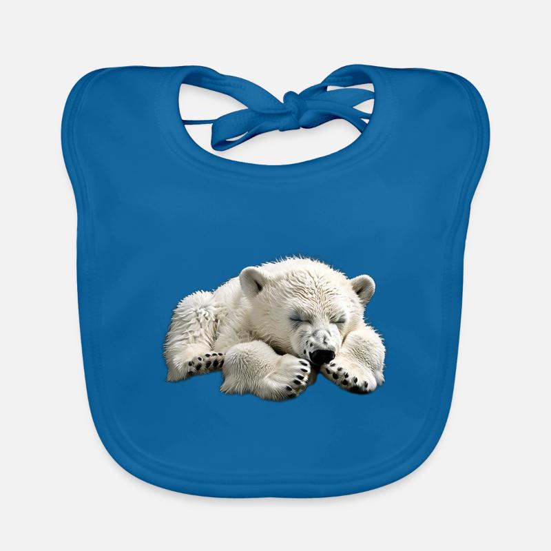 Ours blanc - Bavoir bio Bébé - bleu paon