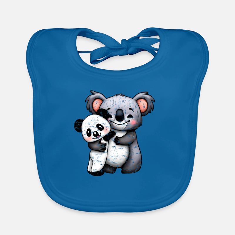 Mignon Koala Bear et Panda Bear Squeeze Grunge Bavoir bio Bébé