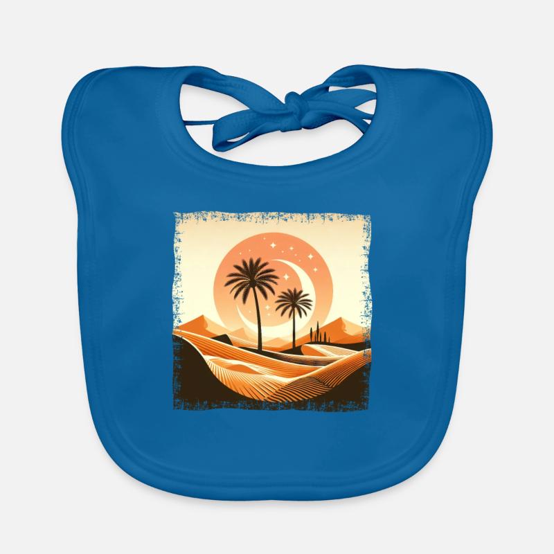 Sahara desert & palm tree at sunset Organic Baby Bibs