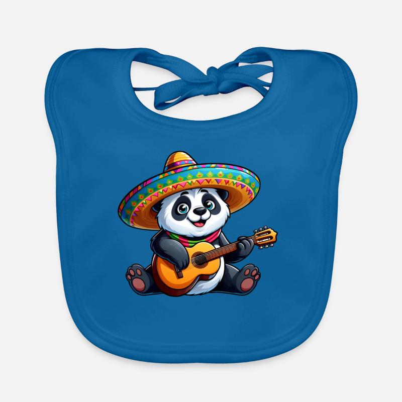 Cinco de Mayo Panda : guitariste mariachi - Bavoir bio Bébé - bleu paon