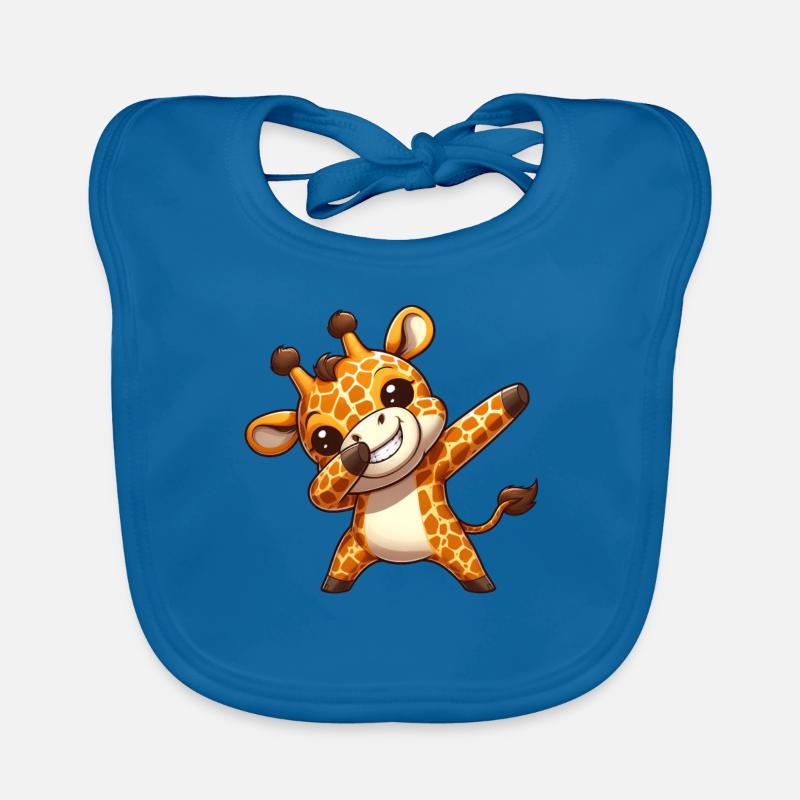 Style de tamponnage de girafe cool - Bavoir bio Bébé - bleu paon