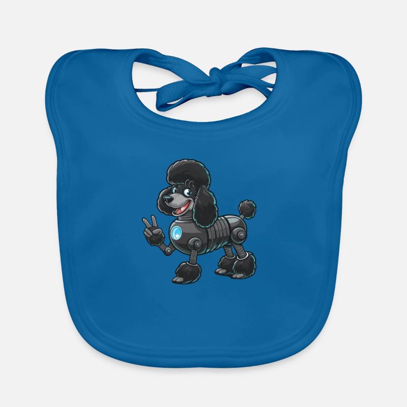 Cyborg Poodle with Peace Sign Robot Design Organic Baby Bibs