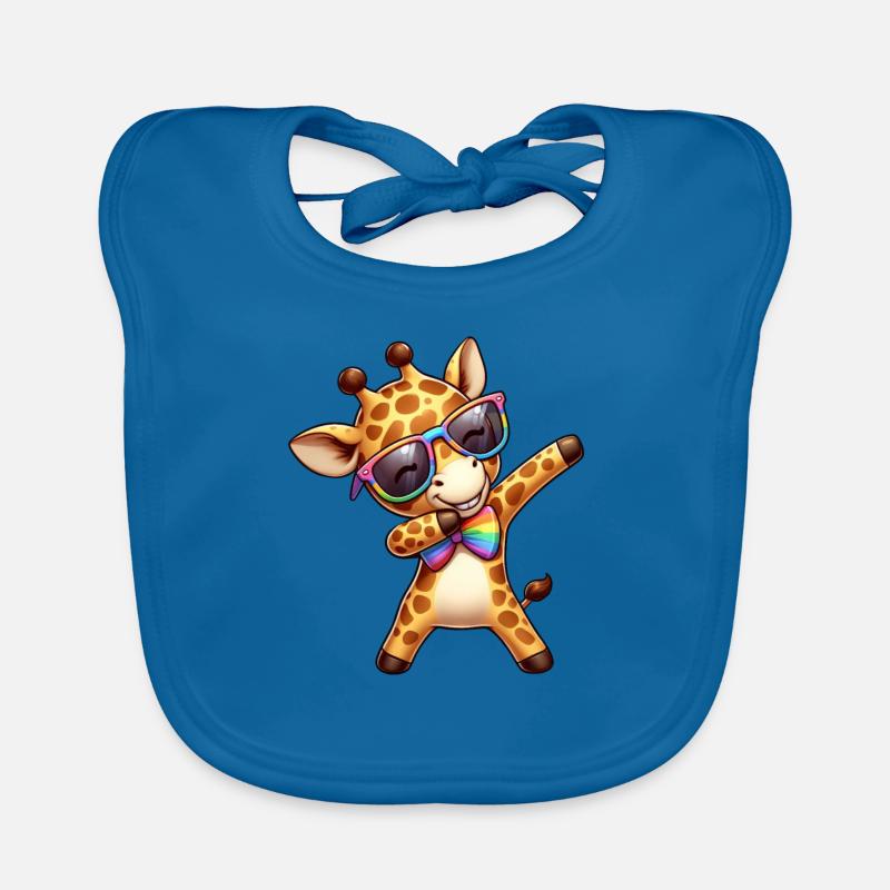 Cool rainbow giraffe dabbing LGBT Organic Baby Bibs