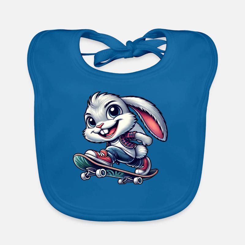 Lapin Blanc Skateboard Skateboarder Drôle Bavoir bio Bébé