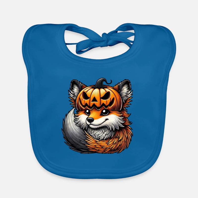 Stylish Halloween Pumpkin Fox Art Organic Baby Bibs