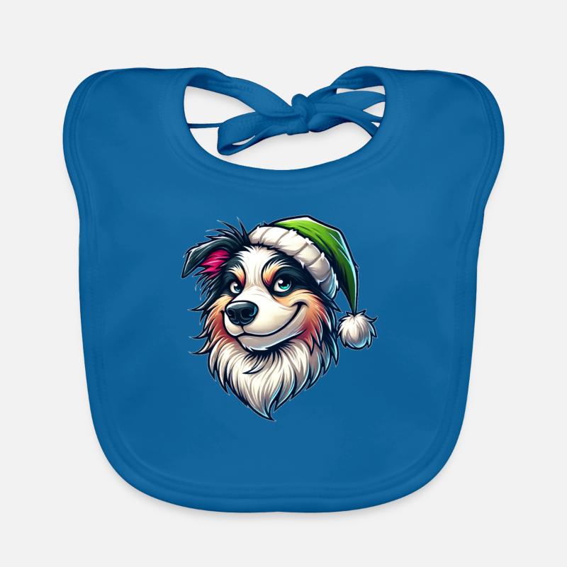 Australian Shepherd Christmas mischievous Organic Baby Bibs