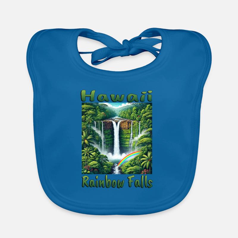 Cascade arc-en-ciel d’Hawaï, forêt luxuriante Bavoir bio Bébé