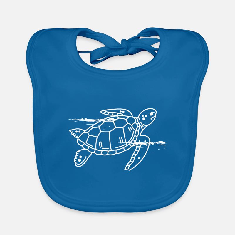 Tortue - Bavoir bio Bébé - bleu paon