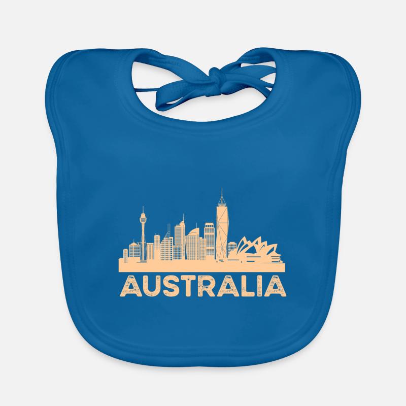 Australie - Bavoir bio Bébé - bleu paon