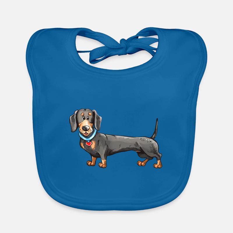 Dackel Geschenkidee - Baby Bio-Lätzchen - Pfauenblau