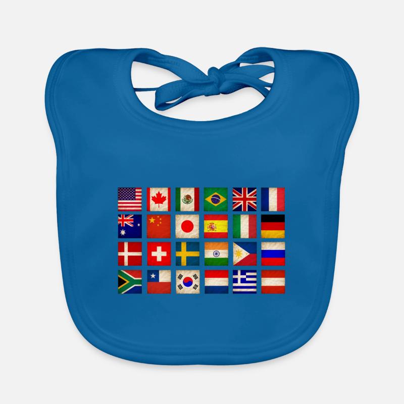 Drapeaux internationaux du monde - Drapeaux des pays Bavoir bio Bébé