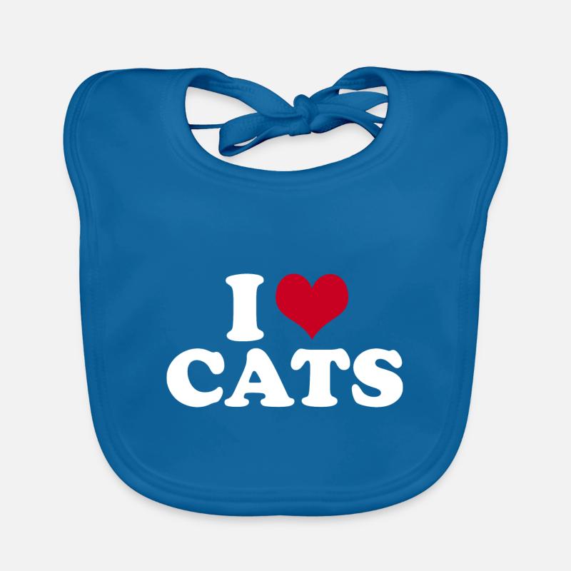 J’aime les chats chat chat chat - Bavoir bio Bébé - bleu paon