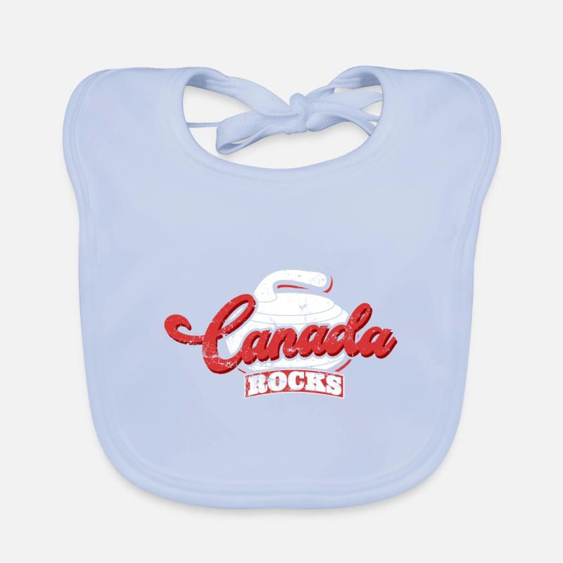Canada Rocks Curling Stone Curler Drapeau canadien Bavoir bio Bébé
