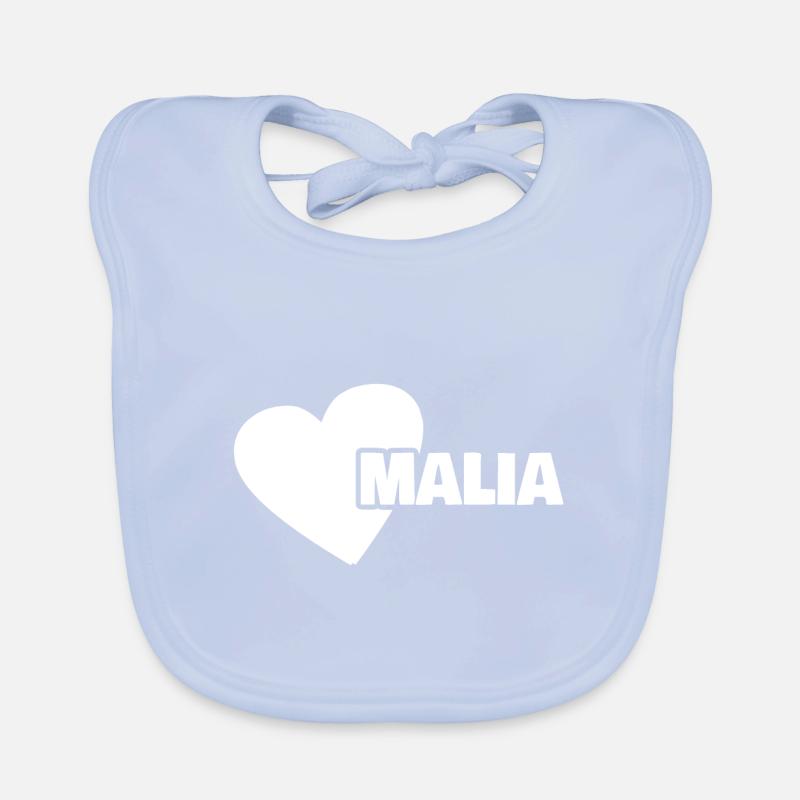 First name Malia Organic Baby Bibs