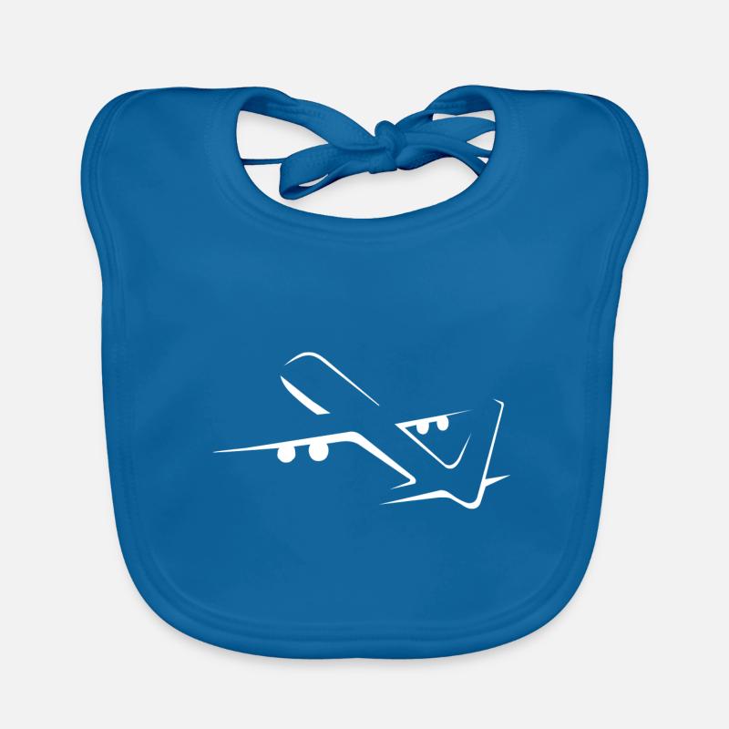 Avion - Bavoir bio Bébé - bleu paon