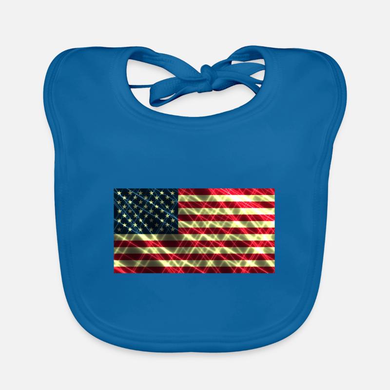 États-Unis États-Unis - Bavoir bio Bébé - bleu paon
