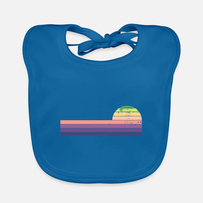 Rétro Horizontal Vintage Sunset - Bavoir bio Bébé - bleu paon