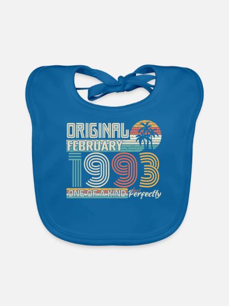 Février 1993 anniversaire Février 1993 cadeau - Bavoir bio Bébé - bleu paon - Devant