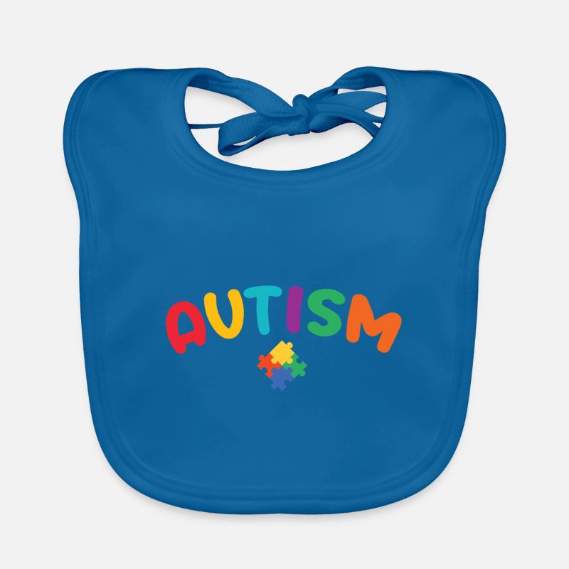 Autisme - Bavoir bio Bébé - bleu paon