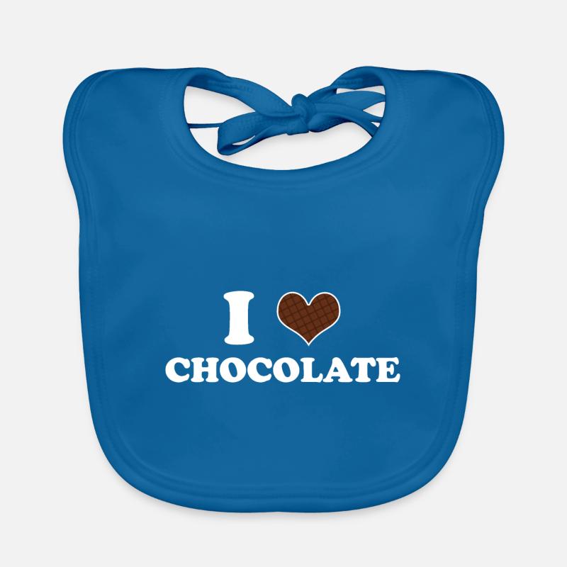 J’adore le chocolat - Bavoir bio Bébé - bleu paon