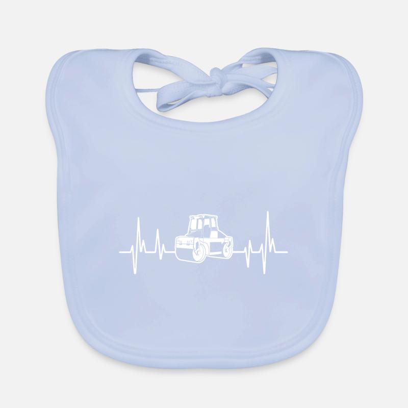Roller Heartbeat Road Roller ECG Road Construction Organic Baby Bibs