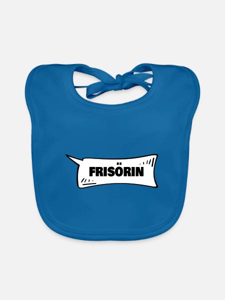 Cadeau pour coiffeur - Bavoir bio Bébé - bleu paon - Devant