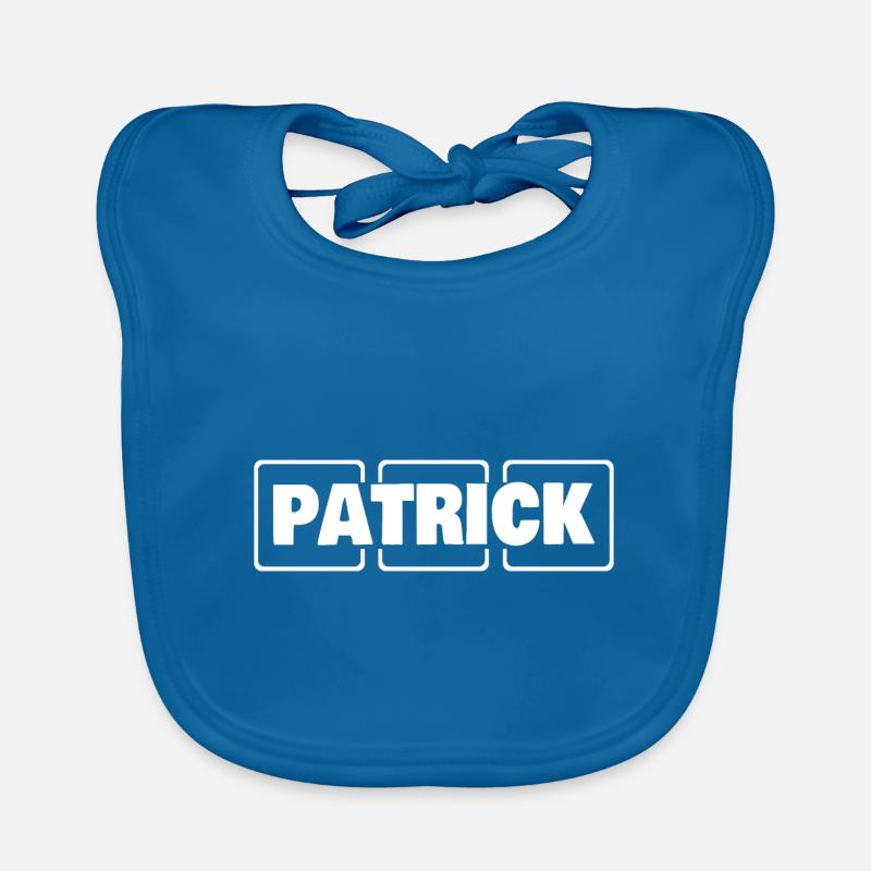 Nom de l’homme Patrick - Bavoir bio Bébé - bleu paon