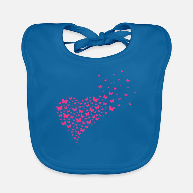Coeur fait de papillons - couleur variable - Bavoir bio Bébé - bleu paon