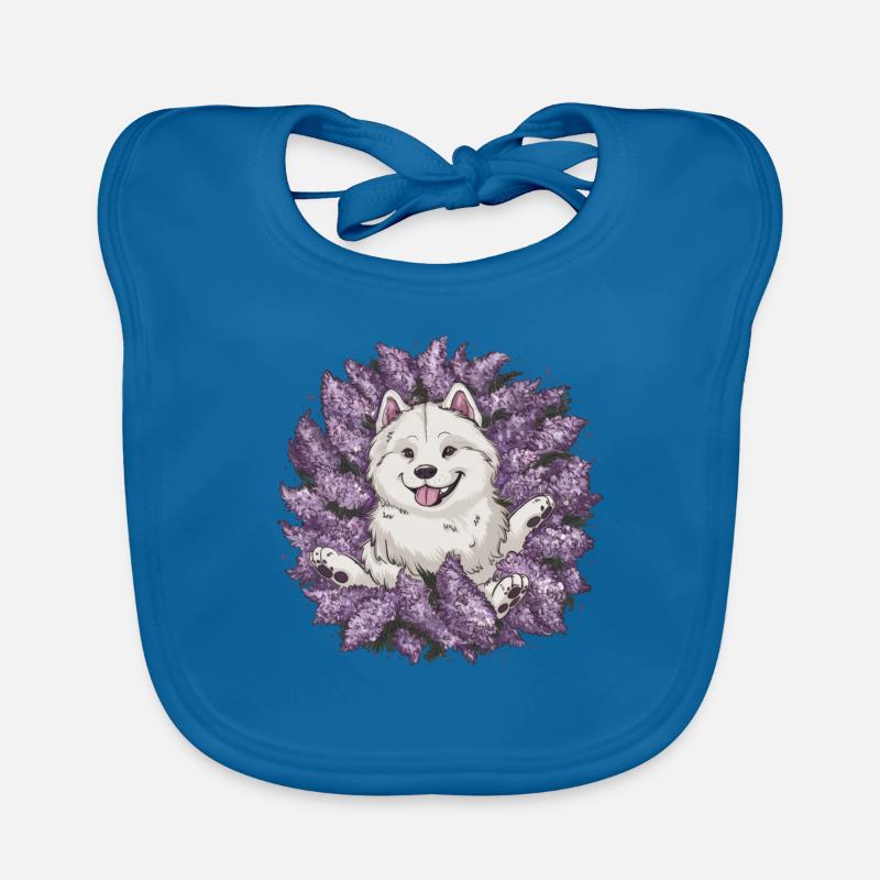 Spitz Samoyède doux avec un beau lilas Bavoir bio Bébé