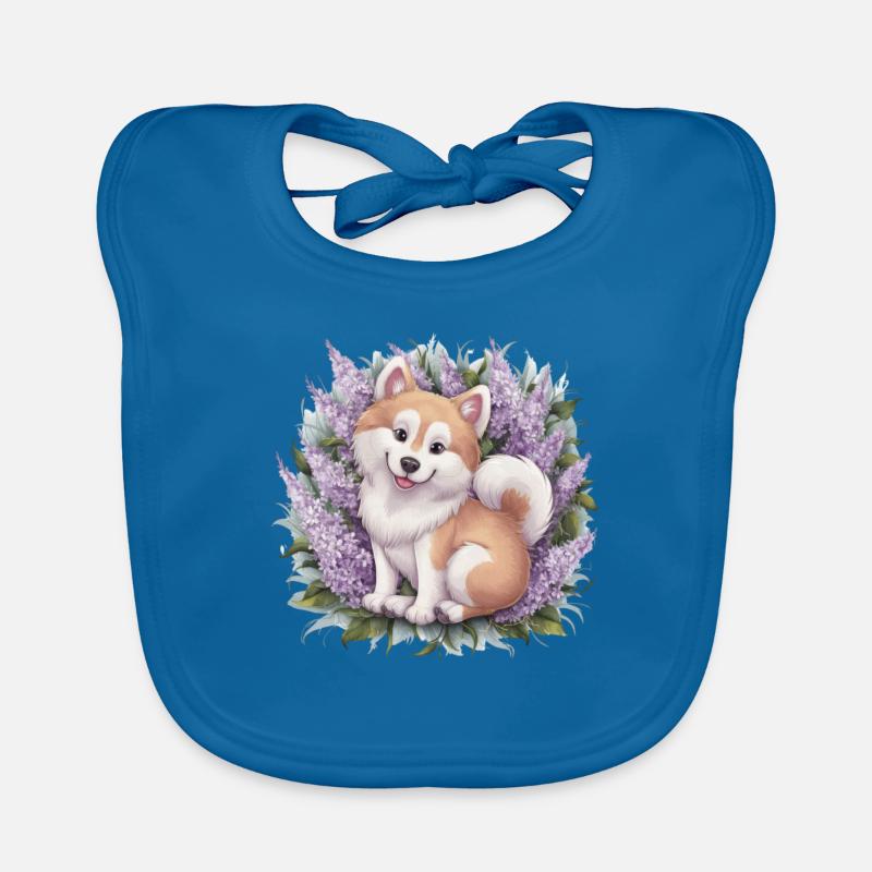 Spitz Samoyède doux avec un beau lilas Bavoir bio Bébé