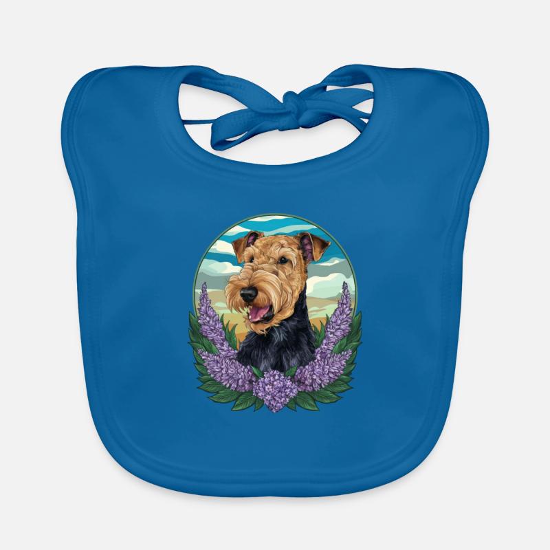 Mignon Airedale Terrier avec lilas Bavoir bio Bébé