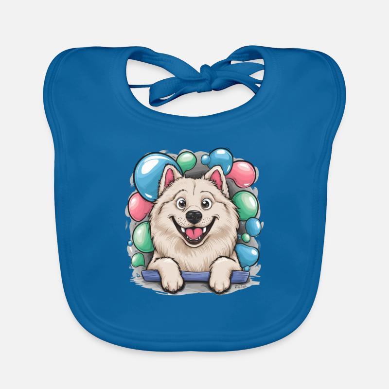 Samojede Hund mit Seifenblasen Baby Bio-Lätzchen