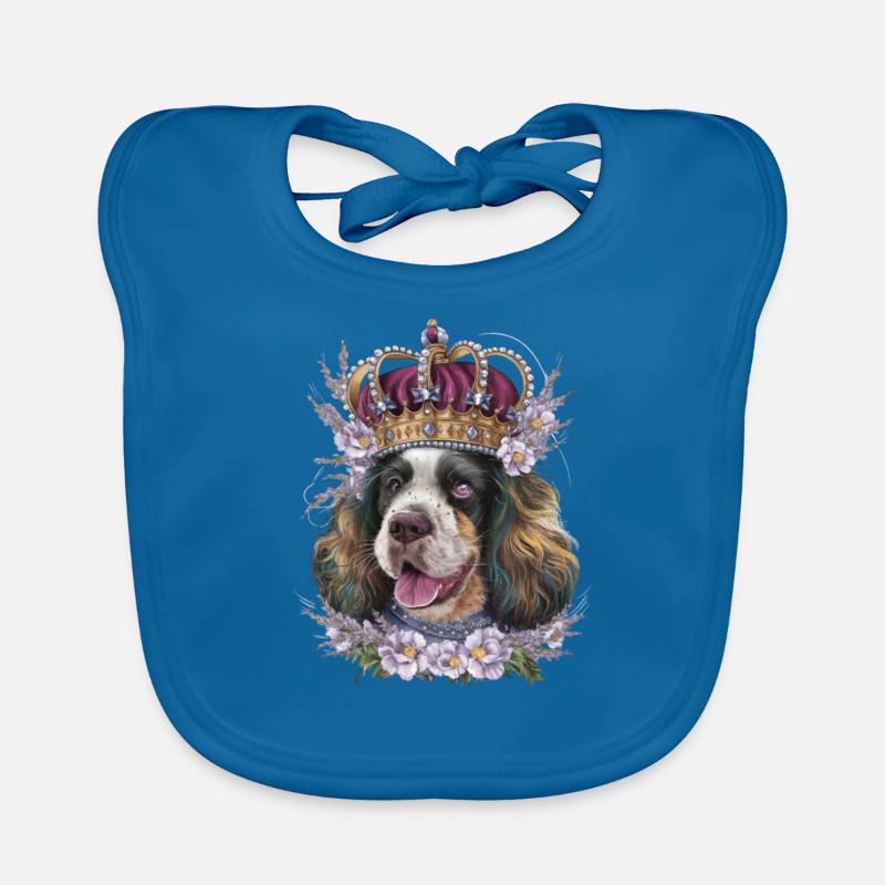 Cocker Spaniel avec fleurs et couronne Bavoir bio Bébé