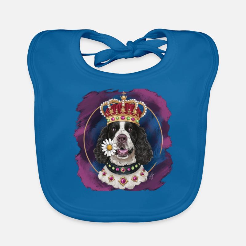 Cocker Spaniel avec fleurs et couronne Bavoir bio Bébé