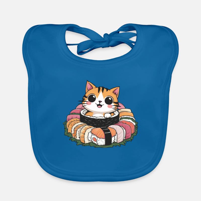 Mignon chat kawaii aime les sushis Bavoir bio Bébé