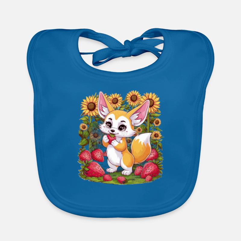 Fennec Desert Fox with Tulips and Lemons Organic Baby Bibs