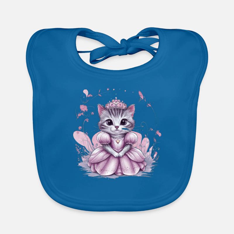 Chat en robe de princesse - Bavoir bio Bébé - bleu paon